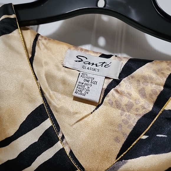 Vtg. Santé Classic Dressing Gown Moo Moo Kimono Sleeve Wildcat Print One Size - Picture 3 of 5